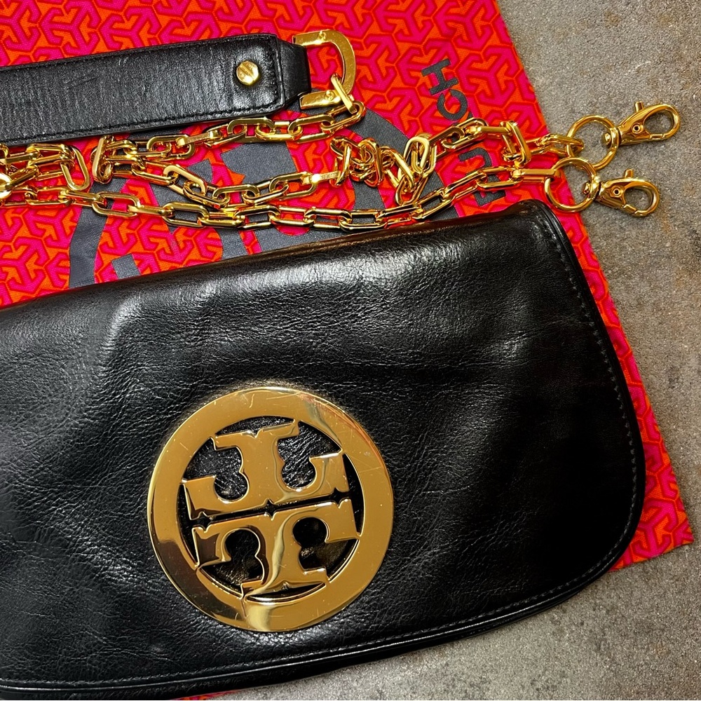 Tory Burch Black Leather Reva Crossbody Bag
